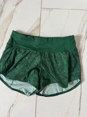 lululemon athletica Dark Green Marbled Athletic Speed up shorts
